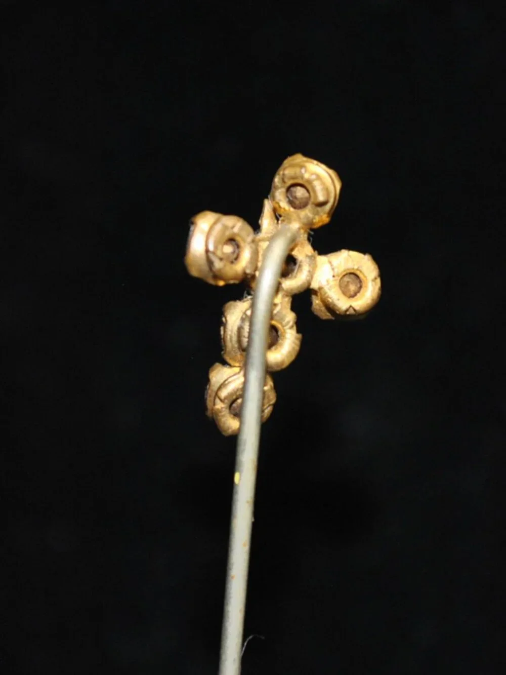 Antique Red Paste Glass Cross Stick / Tie Pin